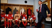 Stuart Pearce (right) addresses the Army FA team in the dressing room at Madejski Stadium